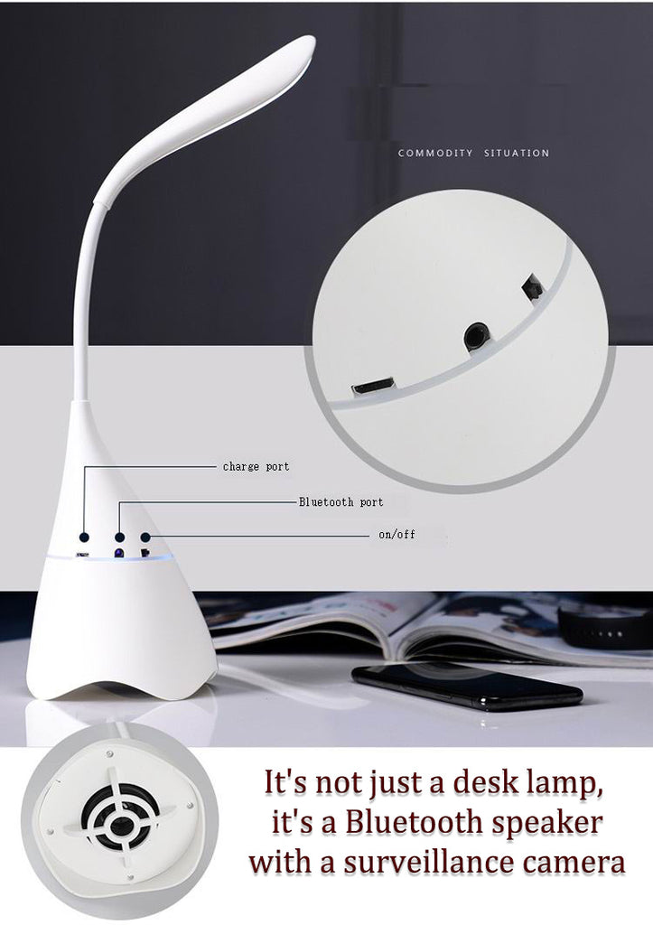 Desk Lamp Wireless WiFi Spy Hidden Indoor Mini Security IP DVR Camera with Bluetooth Speaker and Light