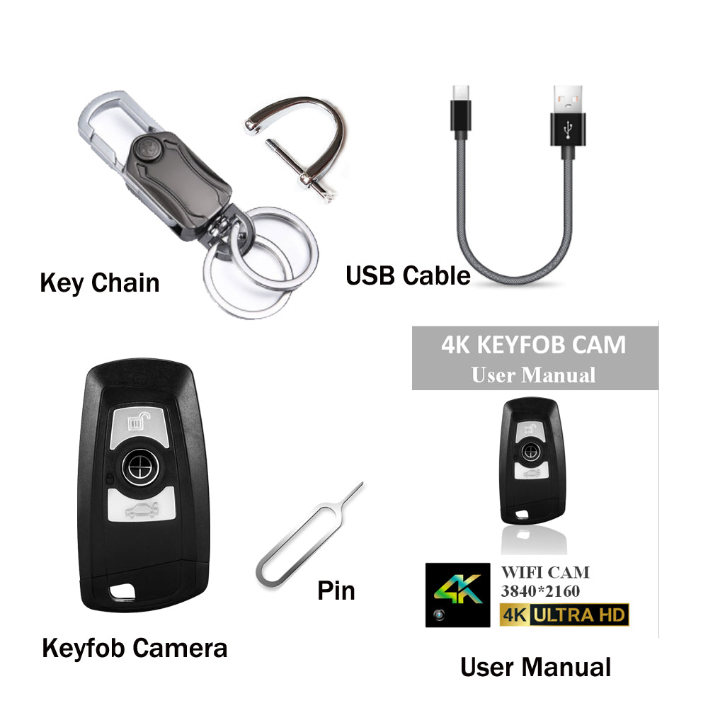 The most high-definition 4K car key spy hidden camera 3840x2160 resolution short-range WiFi mobile phone viewing