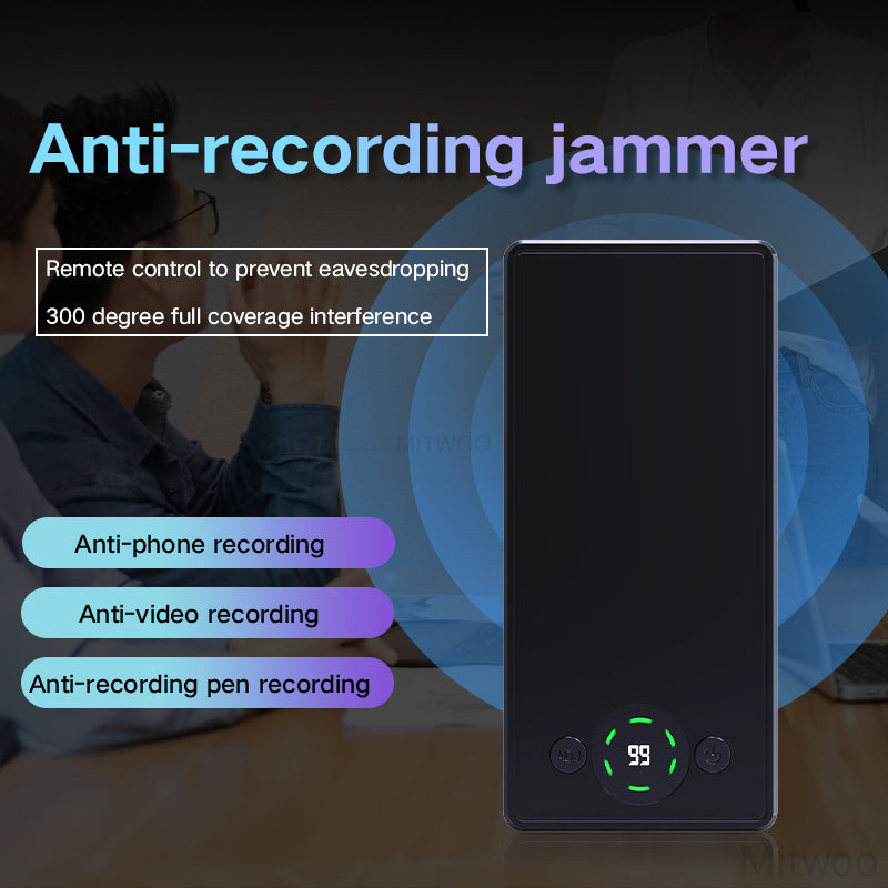 Anti-Spy Recording Blocker Jamming Phone/Camera Recording, Prevent Digital Voice Recorder Eavesdropping Jammer Remote