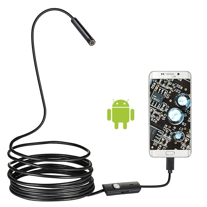 Endoscope Camera Flexible IP67 Waterproof 6 Adjustable LEDs Inspection Borescope Camera Micro USB OTG Type C for Android PC